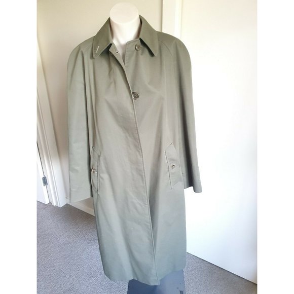 Authentic Vintage Burberrys green khaki long coat Size M cotton blend Burberry - Picture 3 of 8